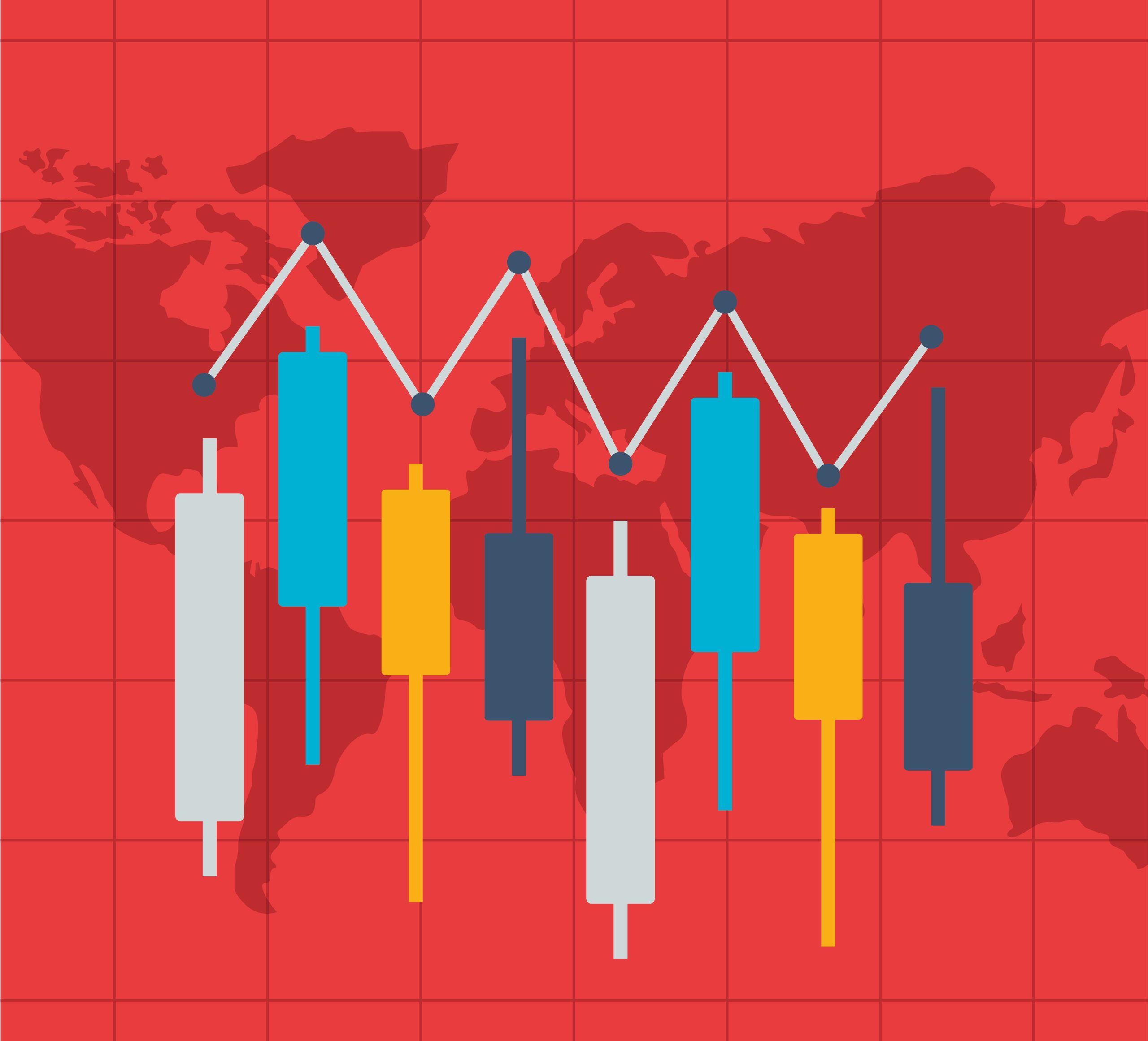 candlestick chart world financial stock market vector illustration